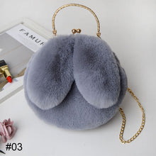 Load image into Gallery viewer, Rabbit Ear Plush Bag Soft Plush Shoulder Bag Women Winter Plush Handbag Fashion All-match Inclined Shoulder Bag
