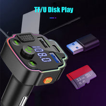 Load image into Gallery viewer, Ambient Light Bluetooth 5.0 FM Transmitter Car MP3 Player Wireless Handsfree Audio Receiver USB Fast Charge TF U Disk play
