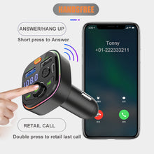 Load image into Gallery viewer, Bluetooth 5.0 Wireless FM Transmitter Dual Display Fast Charging Dual USB Charger Handsfree Car Kit FM Modulator
