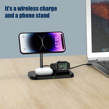 Load image into Gallery viewer, Desktop Phone Holder Watch Headphone 3-in-1 Magnetic Wireless Charger 15W Fast Charge
