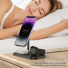 Load image into Gallery viewer, Desktop Phone Holder Watch Headphone 3-in-1 Magnetic Wireless Charger 15W Fast Charge
