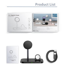 Load image into Gallery viewer, Desktop Phone Holder Watch Headphone 3-in-1 Magnetic Wireless Charger 15W Fast Charge
