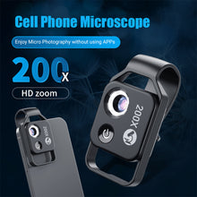 Load image into Gallery viewer, APEXEL 200X magnification microscope lens withCPL mobile LED Light micro pocket macro lenses for iPhone Samsung all smartphones
