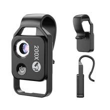 Load image into Gallery viewer, APEXEL 200X magnification microscope lens withCPL mobile LED Light micro pocket macro lenses for iPhone Samsung all smartphones
