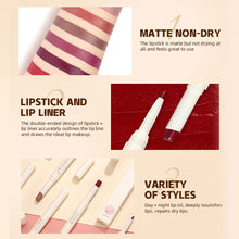 Load image into Gallery viewer, 2 IN 1 Waterproof Sexy Lip Liner Matte Lipstick Pencil Makeup Set Lip Contour Tint Red Long Lasting Moisturizing Lipliner Cosmetics
