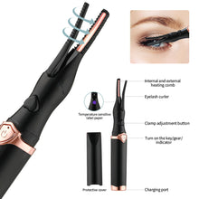 Load image into Gallery viewer, Portable 3 Temperature Mode Heated Electric Eyelashes Curling Tool Electronic Rechargeable Natural Fake Eye Lash Curler Beauty Tools

