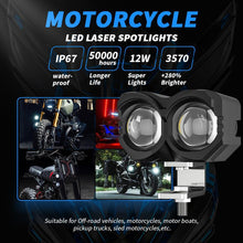 Load image into Gallery viewer, Universal Motorcycle LED Headlight Projector Lens Dual Color ATV Scooter Driving for Cafe Racer Light Auxiliary Spotlight Lamp 8000LM 20W
