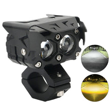 Load image into Gallery viewer, 120W Dual Color Motorcycle LED Lens Spotlight Double Lens Spotlight Auxiliary Fog Lamp White Yellow
