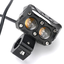 Load image into Gallery viewer, 120W Dual Color Motorcycle LED Lens Spotlight Double Lens Spotlight Auxiliary Fog Lamp White Yellow
