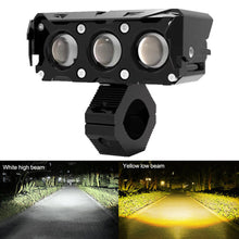 Load image into Gallery viewer, Dual Color Car Motorcycle Headlight LED Work Light Hi/Low Beam Spotlight 3 Lens Flashing Fog Lamps 12V 24V White/Yellow 90W
