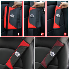 Load image into Gallery viewer, Car Seat Belt Shoulder Cover Seat Belt Pad Car Styling Interior Seat Belt Cover Accessories Carbon Fiber Leather Crystal Crown
