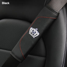Load image into Gallery viewer, Car Seat Belt Shoulder Cover Seat Belt Pad Car Styling Interior Seat Belt Cover Accessories Carbon Fiber Leather Crystal Crown
