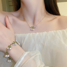 Load image into Gallery viewer, White Bell Orchid Earrings Bracelet Necklace Stylish Versatile Adjustable Bracelet Necklace Alloy Jewelry
