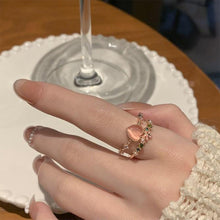 Load image into Gallery viewer, Fashion Niche Love Pink Diamond Ring Simple Open Adjustable Alloy Ring Jewelry Accessory for Women
