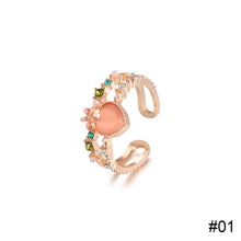 Load image into Gallery viewer, Fashion Niche Love Pink Diamond Ring Simple Open Adjustable Alloy Ring Jewelry Accessory for Women
