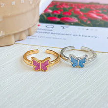 Load image into Gallery viewer, Vintage Creativity Oil Dripping Butterfly Ring Simple Opening Adjustable Ring Women Alloy Ring Jewelry
