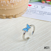 Load image into Gallery viewer, Vintage Creativity Oil Dripping Butterfly Ring Simple Opening Adjustable Ring Women Alloy Ring Jewelry
