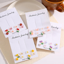 Load image into Gallery viewer, 8pcs/set Colorful Fruit Butterfly Flower Earrings Fashion Creative Ear Studs Earrings Jewelry for Women
