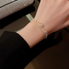 Load image into Gallery viewer, Fashionable Temperamental Double Layer Pearl Bracelet Shiny Zircon Flower Pendant Bracelet Jewelry Gift for Women
