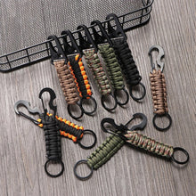 Load image into Gallery viewer, Multi function Outdoor Keychain Ring Camping Carabiner Military Paracord Cord Rope Camping Survival Kit Emergency Knot Bottle Opener Tools
