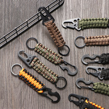 Load image into Gallery viewer, Multi function Outdoor Keychain Ring Camping Carabiner Military Paracord Cord Rope Camping Survival Kit Emergency Knot Bottle Opener Tools
