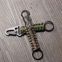 Load image into Gallery viewer, Multi function Outdoor Keychain Ring Camping Carabiner Military Paracord Cord Rope Camping Survival Kit Emergency Knot Bottle Opener Tools
