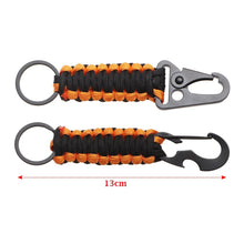 Load image into Gallery viewer, Multi function Outdoor Keychain Ring Camping Carabiner Military Paracord Cord Rope Camping Survival Kit Emergency Knot Bottle Opener Tools
