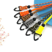 Load image into Gallery viewer, Paracord Keychain Military Braided Nylon Lanyard With Metal Triangle Buckle High Strength Parachute Cord Carabiner
