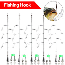 Load image into Gallery viewer, 5Bags/lot High Carbon Steel Fishing Hooks with 5 Small Hooks Rigs Swivel Fishing Lures Pesca Lure String Hooks 3#-13#
