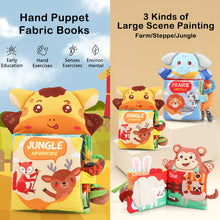Load image into Gallery viewer, Hand Puppet Fabric Books Baby Cloth Book with Tail Early Development for Newborn Kids Learning Education Develop Cognize Reading Puzzle Book
