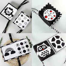 Load image into Gallery viewer, Baby Cloth Book Early Development for 0-12 Months Newborn Crib Toys High Contrast Black and White Montessori Learning Education Toy
