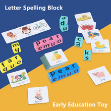 Load image into Gallery viewer, Letter Spelling Block Fun Game English Words Flash Cards Early Learning Educational Puzzle for Baby Montessori Wood Toy
