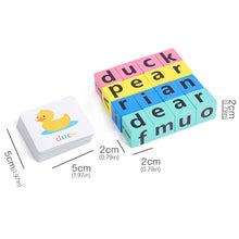 Load image into Gallery viewer, Letter Spelling Block Fun Game English Words Flash Cards Early Learning Educational Puzzle for Baby Montessori Wood Toy

