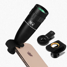Load image into Gallery viewer, Outdoor Mobile Phone Lens Metal Telescope 16x Telephoto High-definition Camera External External Telescopic Lens
