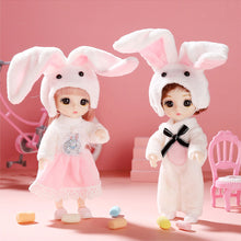 Load image into Gallery viewer, 17cm Princess BJD Doll with Clothes and Shoes Movable 13 Joints Change Clothes Cute Face Bunny Ears Clothes Suit Girl Gift Child Toys
