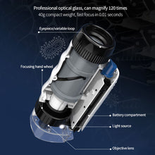 Load image into Gallery viewer, Handheld Microscope Kit Lab 60X-120X Zoom Biological Science Educational Toys with LED Light School For Children STEM Gift
