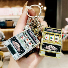 Load image into Gallery viewer, Lucky Jackpot Mini Fruit Slot Machine Fun Birthday Keychain Coin Operated Games Gambling Machine Kids Gift
