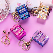 Load image into Gallery viewer, Lucky Jackpot Mini Cartoon Slot Machine Fun Birthday Keychain Coin Operated Games Gambling Machine Kids Gift
