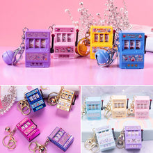 Load image into Gallery viewer, Lucky Jackpot Mini Cartoon Slot Machine Fun Birthday Keychain Coin Operated Games Gambling Machine Kids Gift
