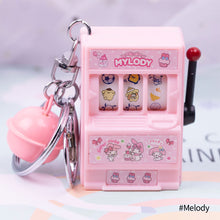 Load image into Gallery viewer, Lucky Jackpot Mini Cartoon Slot Machine Fun Birthday Keychain Coin Operated Games Gambling Machine Kids Gift
