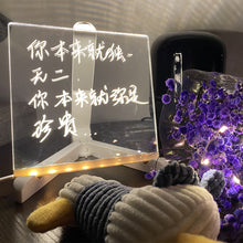 Load image into Gallery viewer, Erasable Transparent Luminous Acrylic Notepad Home Tips Message Board with Brackets Stall Small Blackboard Whiteboard Writing Board
