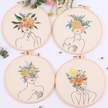 Load image into Gallery viewer, Flowers DIY Embroidery Kit Body Art Kit Starter Beginners Kids Handcraft Needlework Cross Stitch Kit Cotton Embroidery Painting Embroidery Hoop Home Decor
