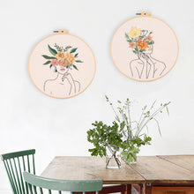 Load image into Gallery viewer, Flowers DIY Embroidery Kit Body Art Kit Starter Beginners Kids Handcraft Needlework Cross Stitch Kit Cotton Embroidery Painting Embroidery Hoop Home Decor
