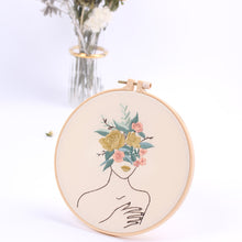 Load image into Gallery viewer, Flowers DIY Embroidery Kit Body Art Kit Starter Beginners Kids Handcraft Needlework Cross Stitch Kit Cotton Embroidery Painting Embroidery Hoop Home Decor
