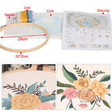 Load image into Gallery viewer, Flowers DIY Embroidery Kit Body Art Kit Starter Beginners Kids Handcraft Needlework Cross Stitch Kit Cotton Embroidery Painting Embroidery Hoop Home Decor
