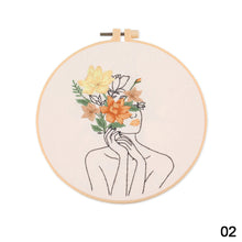 Load image into Gallery viewer, Flowers DIY Embroidery Kit Body Art Kit Starter Beginners Kids Handcraft Needlework Cross Stitch Kit Cotton Embroidery Painting Embroidery Hoop Home Decor
