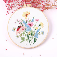 Load image into Gallery viewer, DIY Embroidery Kit Flowers Plants Kit Starter Beginners Kids Handcraft Needlework Cross Stitch Kit Cotton Embroidery Painting Embroidery Hoop Home Decor
