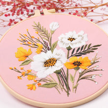 Load image into Gallery viewer, DIY Embroidery Kit Flowers Plants Kit Starter Beginners Kids Handcraft Needlework Cross Stitch Kit Cotton Embroidery Painting Embroidery Hoop Home Decor
