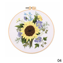 Load image into Gallery viewer, DIY Embroidery Kit Flowers Plants Kit Starter Beginners Kids Handcraft Needlework Cross Stitch Kit Cotton Embroidery Painting Embroidery Hoop Home Decor

