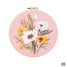 Load image into Gallery viewer, DIY Embroidery Kit Flowers Plants Kit Starter Beginners Kids Handcraft Needlework Cross Stitch Kit Cotton Embroidery Painting Embroidery Hoop Home Decor
